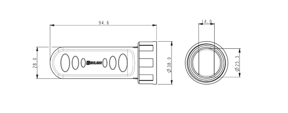 Mechanical Drawing - Bulgin USB Buccaneer® Flash Drive Cover Mechanical Drawing - Bulgin USB Buccaneer® Flash Drive Cover